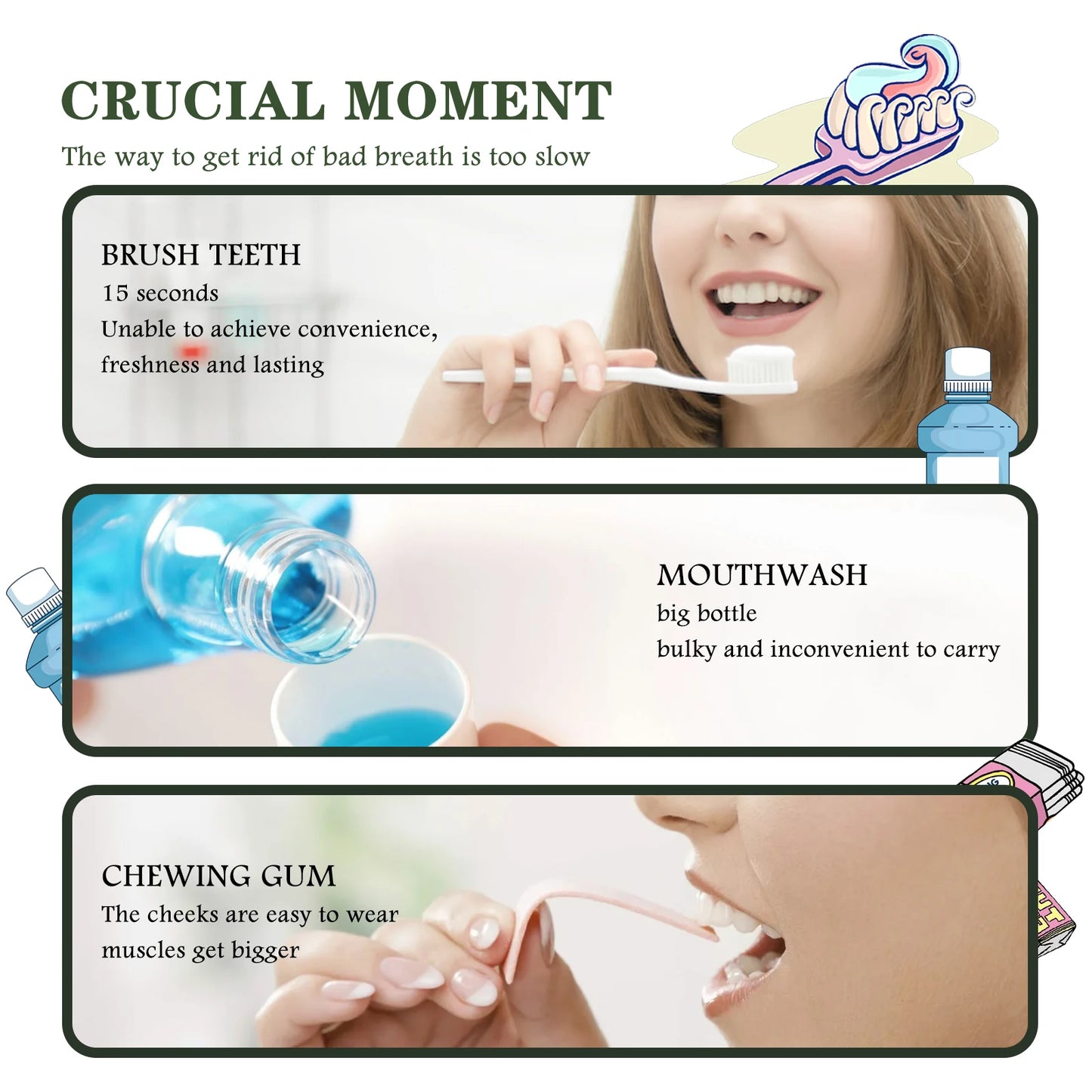 Mouth Freshener Spray Oral Spray Remove Bad Breath Long Lasting Mint Portable Breath Freshener Refreshing Oral Care Products
