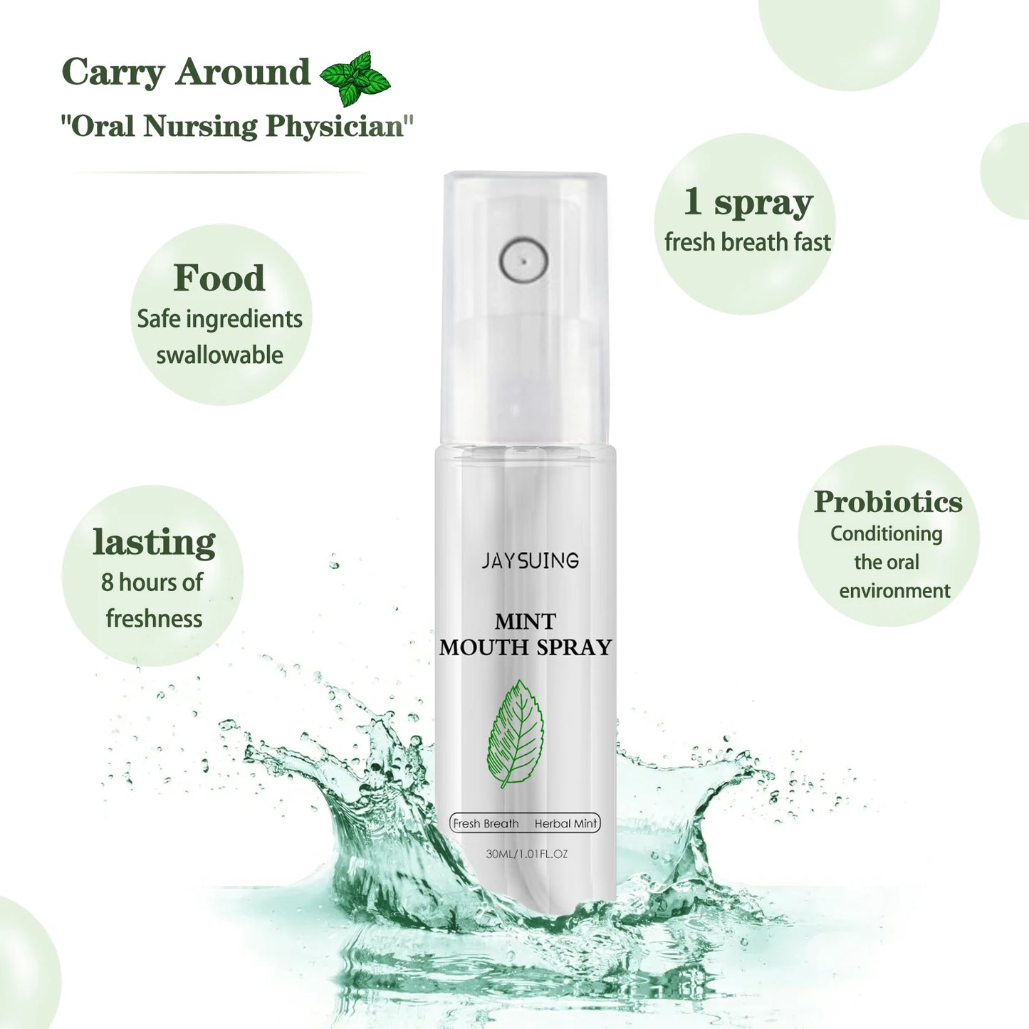 Mouth Freshener Spray Oral Spray Remove Bad Breath Long Lasting Mint Portable Breath Freshener Refreshing Oral Care Products