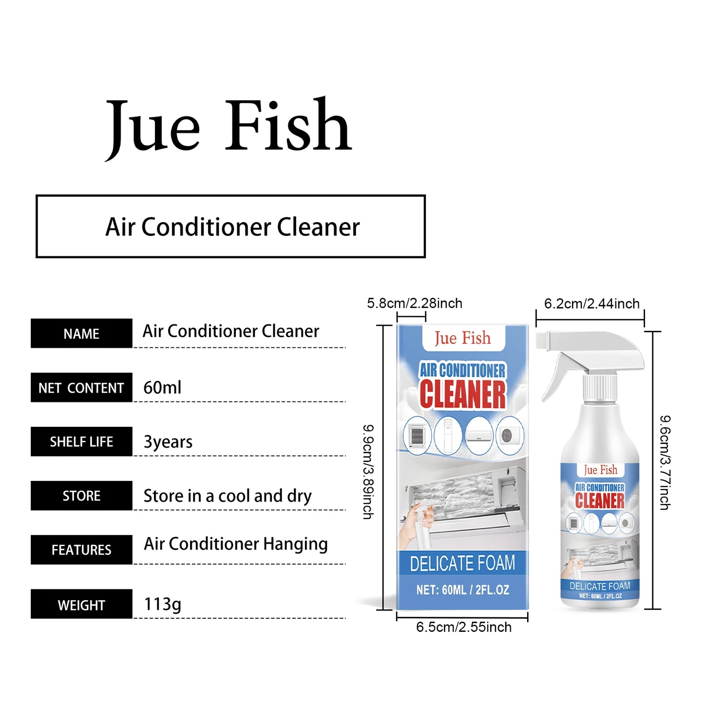 Air Conditioner Cleaner Spray Deeply Cleans Internal Dust Bacteria Removes Odors Washing Foaming Cleaner No Disassembly Washing