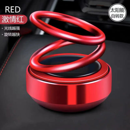 Car Air Freshener Solar Powered Double Ring Rotating Air Cleaner Automobile Interior Perfume Fragrance Diffuser Aromatherapy