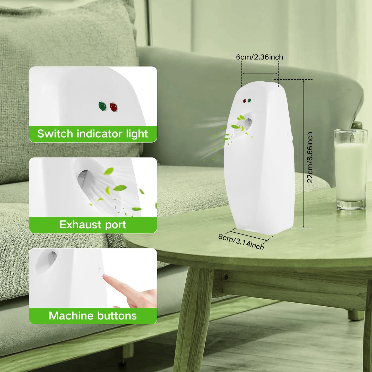 2Pcs Air Fresher Spray Dispenser Household Wall-mounted Automatic 3  Adjustable Mode  Aroma Diffuser Toilet Room Odor Eliminator