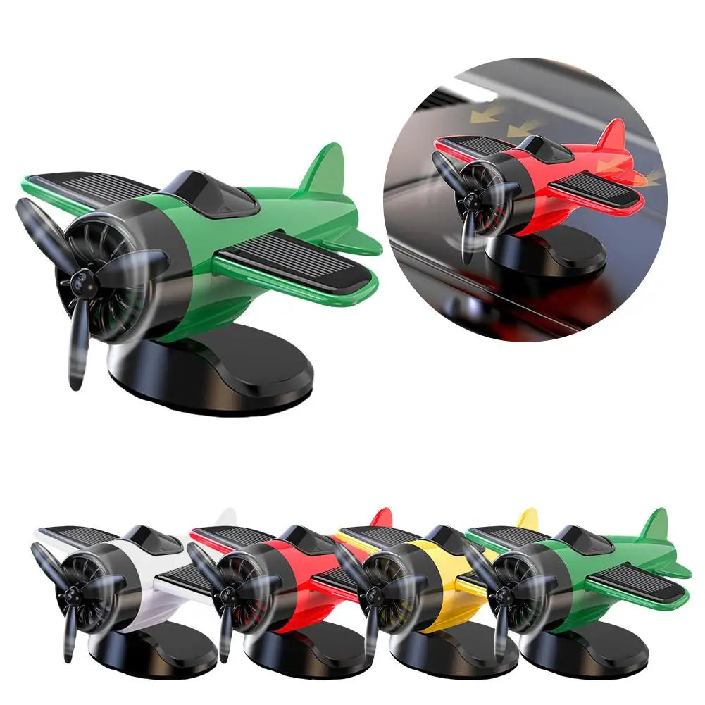Car Air Freshener Creative Solar Powered Rotating Airplane Ornament Flavoring Fragrance Decoration Car Interior Accessories