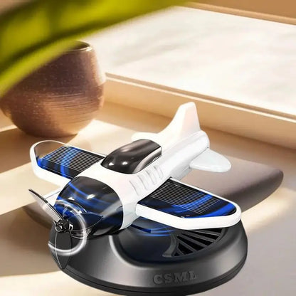 Air Freshening Diffuser with Rotating Aircraft Shape Design; Eco-friendly Solar Powered Operated for Vehicles