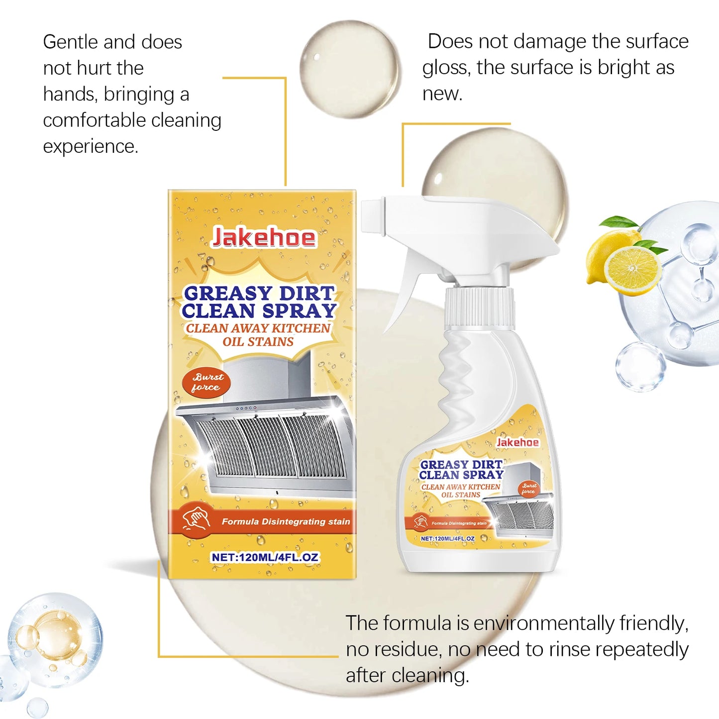 JAKEHOE Greasy Dirt Clean Spray Kitchen Powerful Remover Oil Multipurpose Dirt Degreaser Cleaning Agent Washing Home Use Cleaner