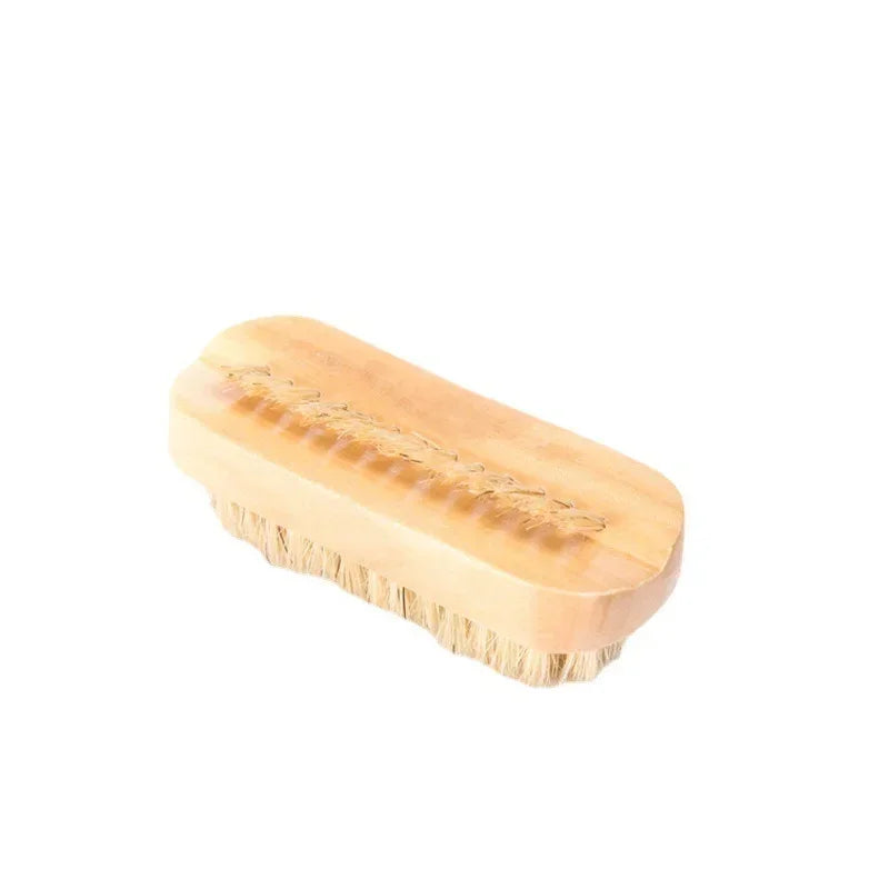 Nail Art Trimming Bristle Brush Wooden Double Sided Handle Nylon Bristle Manicure Pedicure Scrubbing Nail Bath Brush