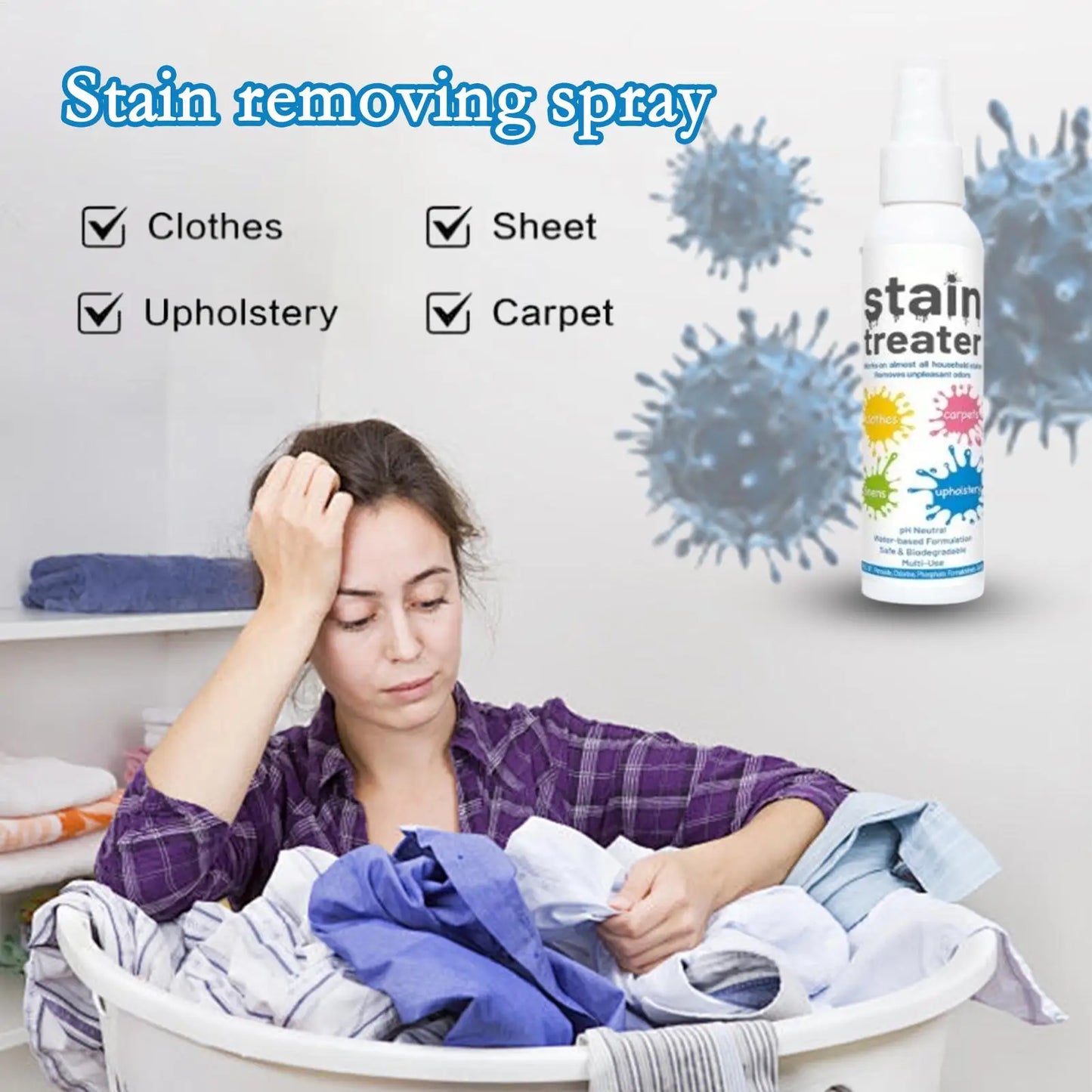 Clothes Stain Remover Spray Stain Remover Spray Laundry Cleaner 120ml Fabric Stubborn Grease Oil Cleaner for Travel Home Dorm