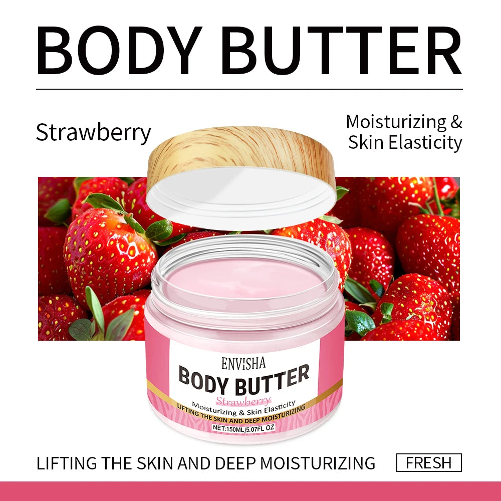 Skin Care Strawberry Face Body Butter Lotion Cream Whitening Deeply Moisturizing Brightening Remove Melanin Elasticity Lifting