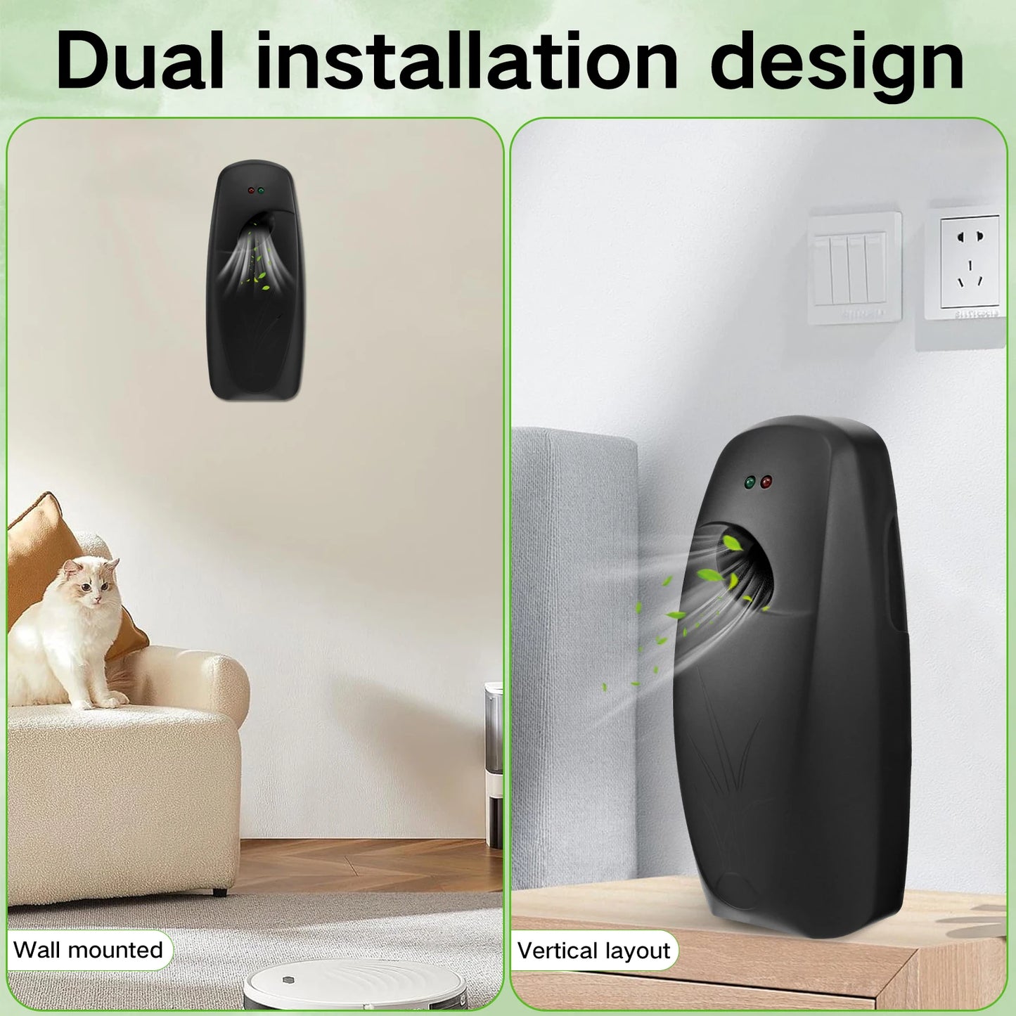 2Pcs Air Fresher Spray Dispenser Household Wall-mounted Automatic 3  Adjustable Mode  Aroma Diffuser Toilet Room Odor Eliminator