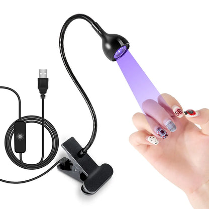 Nail LED UV Lamp for Drying Gel Nails Polish Clip-On Flexible Desk Mini Portable USB Nail Lamp UV Light Dryer for Manicure Salon
