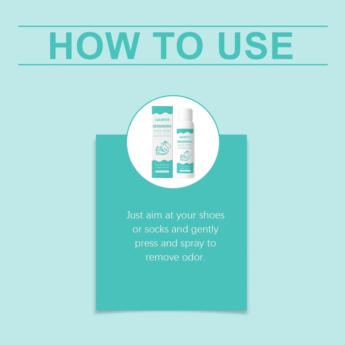 JAKEHOE 100ml Deodorizing Shoe Socks Spray Quickly Dry & Refresh Long-lasting Suppress Odors Portable Design Used at Home Office