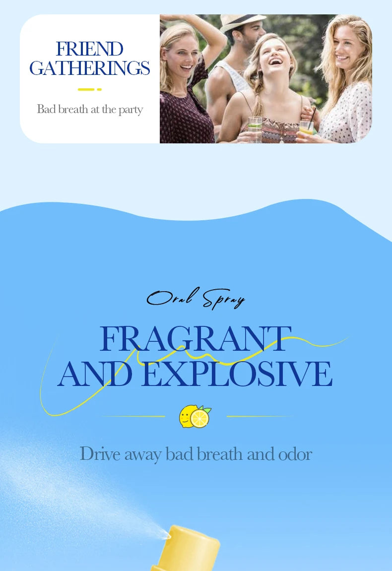 18ML Lemon Oral Fresh Mouth Spray Fresh Breath Eliminate Bad Breath Spray Deodorant Persistent Protable Fragrance No Alcohol