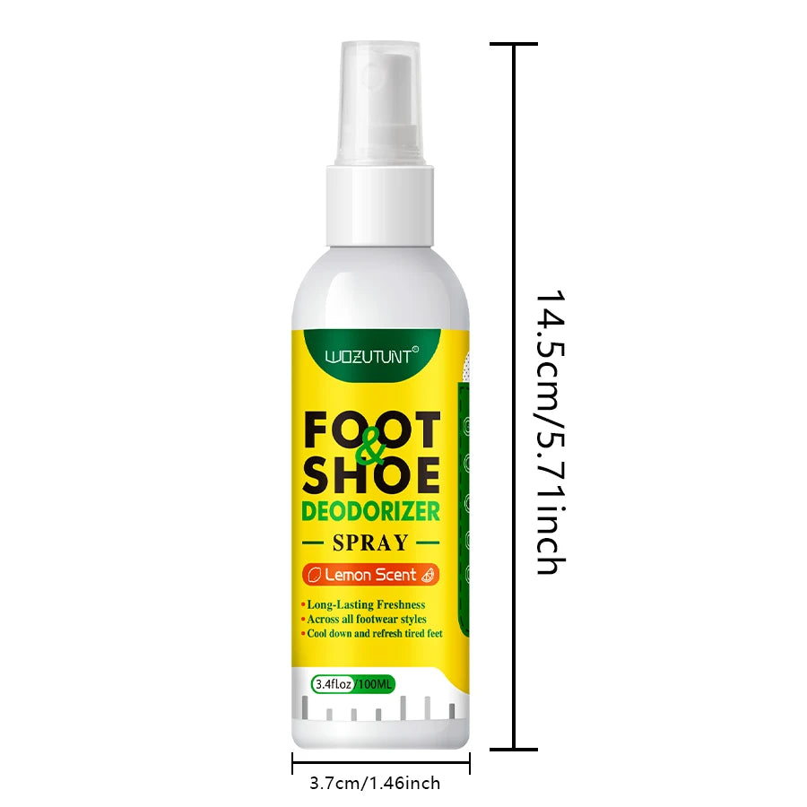 100ml Foot Shoes Deodorizer Spray Lemon Perfume Feet Shock Odor Nemesis Deodorant Removal Antibacterial Refresh Stink Freshener