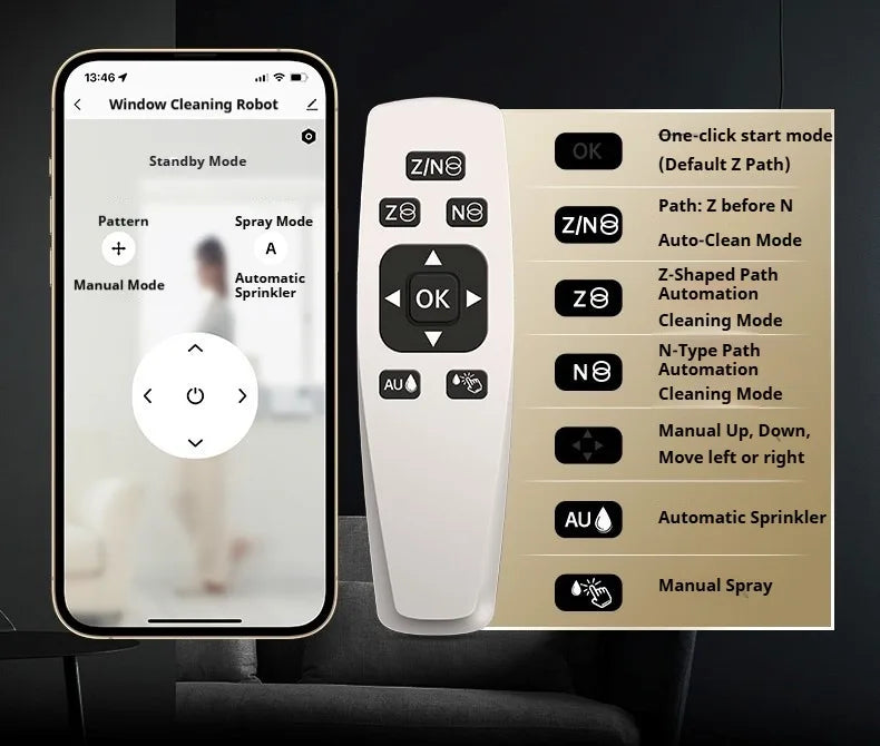 Window Cleaning Robot Battery-Four Spray Heads,Automatic Window Cleaner,Smart Home For Clean Glass,Home,Tile To Clean Tiles