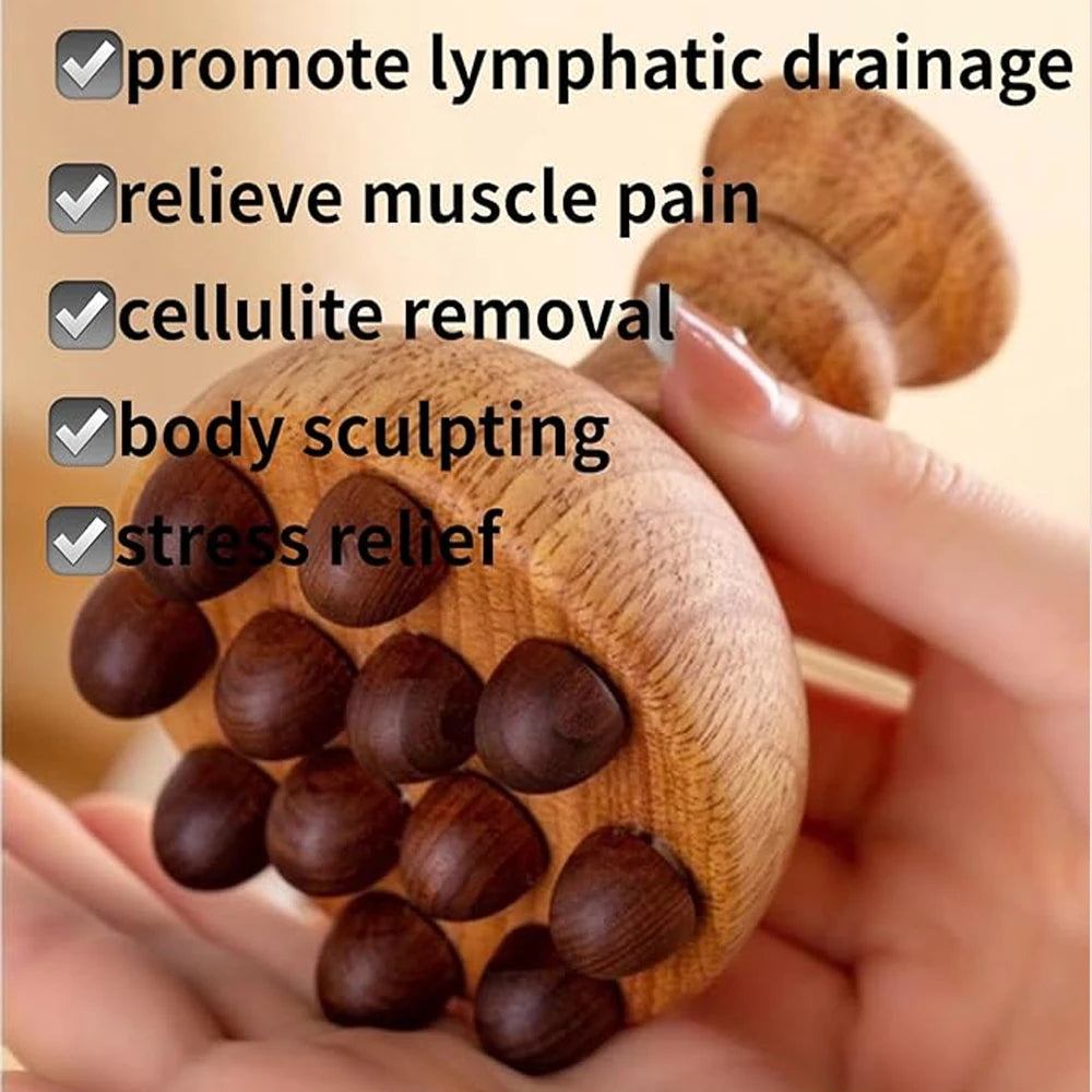Therapy Massage Tools | Wooden Mushroom Massager | Lymphatic Drainage Massager Wood | Maderoterapia kit |Meridian Pressure Brush
