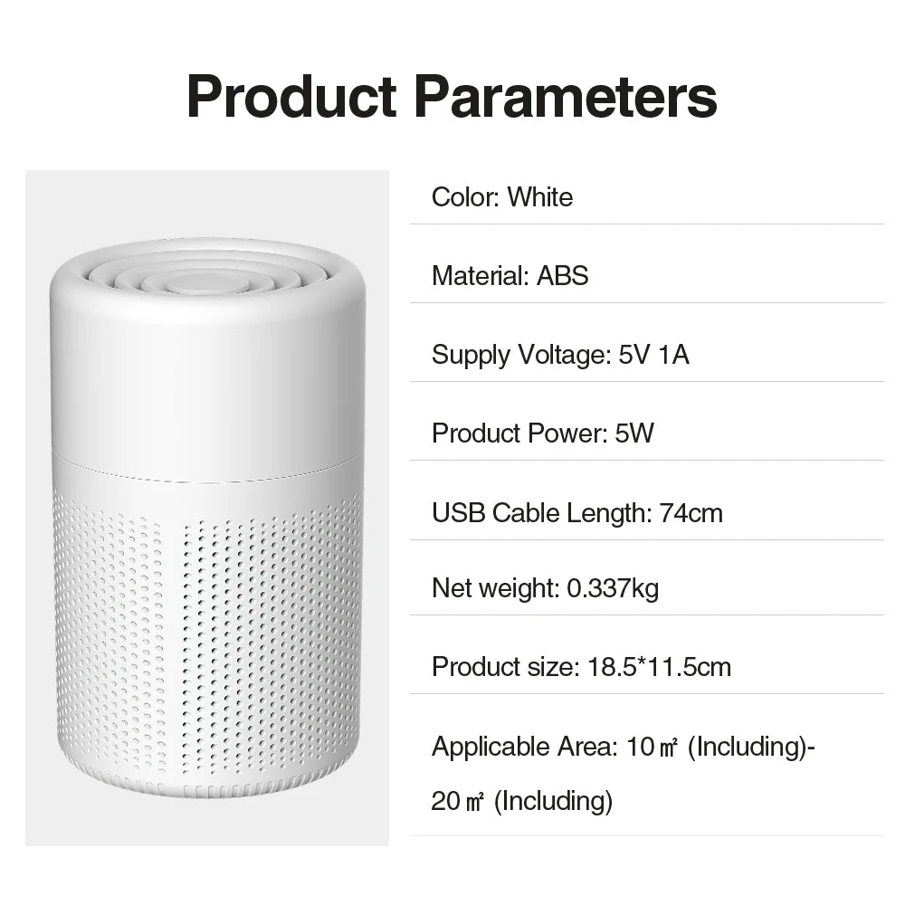 Household Air Purifier Portable Air Cleaner Mini Desktop Air Purifier With HEPA Filter Air Freshener Air Cleaner For Home Office