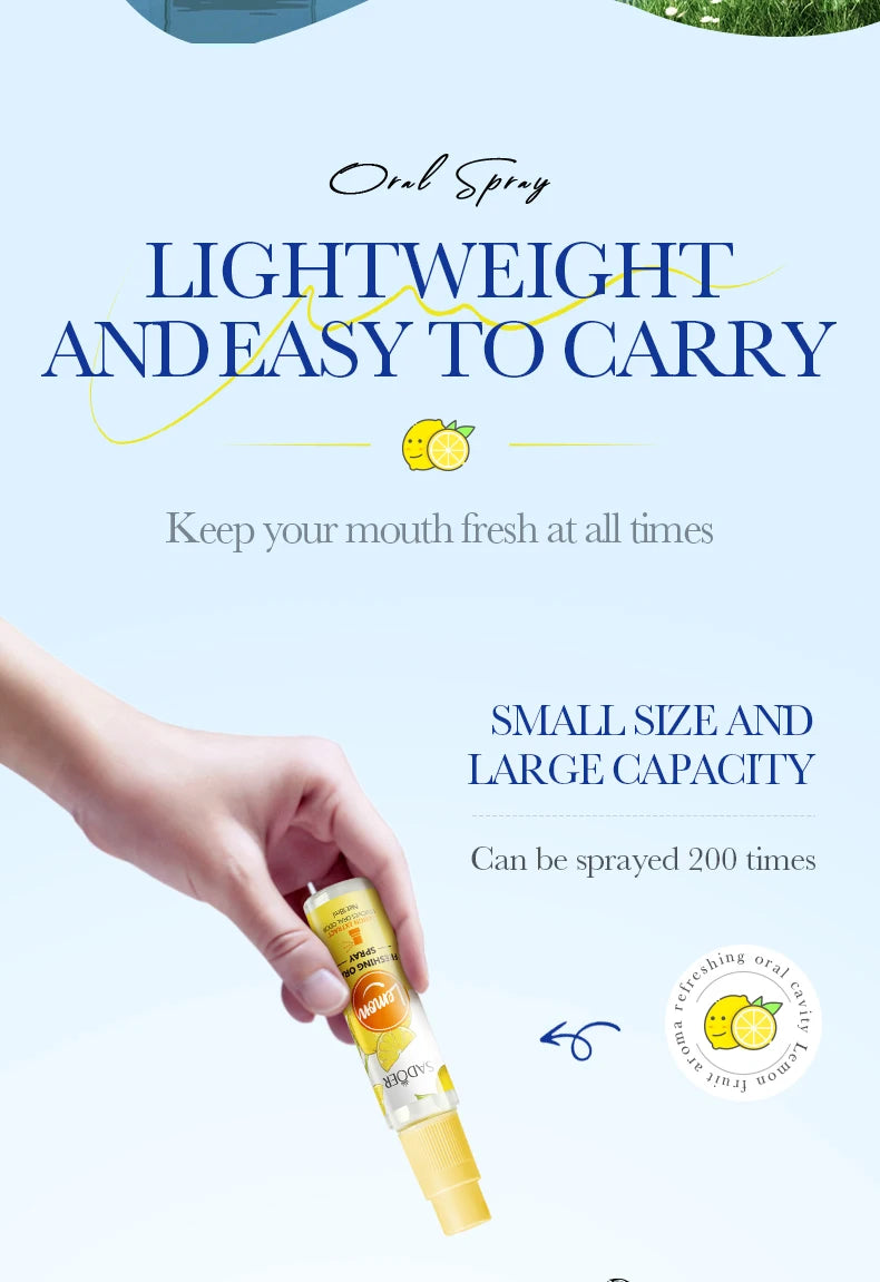 18ML Lemon Oral Fresh Mouth Spray Fresh Breath Eliminate Bad Breath Spray Deodorant Persistent Protable Fragrance No Alcohol