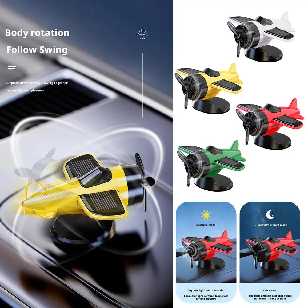 Car Air Freshener Creative Solar Powered Rotating Airplane Ornament Flavoring Fragrance Decoration Car Interior Accessories