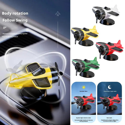 Car Air Freshener Creative Solar Powered Rotating Airplane Ornament Flavoring Fragrance Decoration Car Interior Accessories