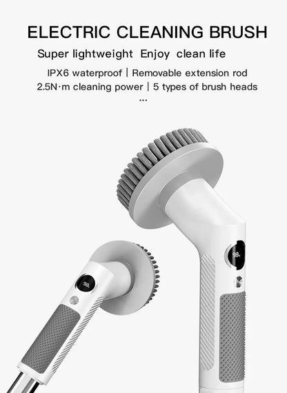 Kitchen Cleaning Tool USB 5 in 1 Cleaner Bathroom Bathtub Clean Brush Spin Scrubber Electric Cleaning Brush to Dishwashing Sink