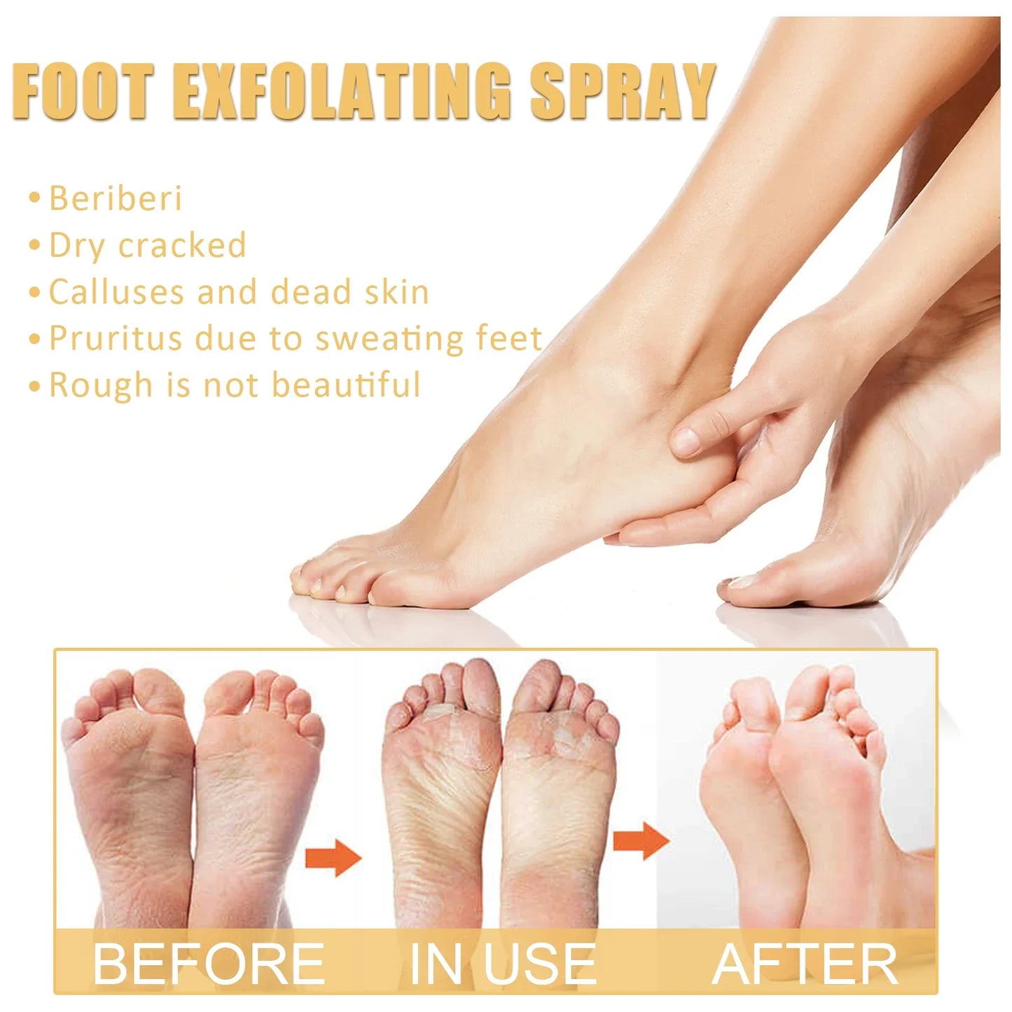 WhiteningFoot Exfoliating Spray Moisture Lock Callus Softener Anti Dry Crack Repair Odor Control Brightening Foot Care Liquid