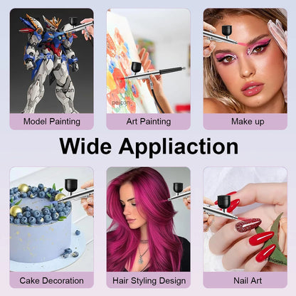 Airbrush Spray Gun for Painting Nails Modeling Crafts Cake Mini Spray Gun 0.3mm Nozzles Portable Airbrush Gun with Cleaning Kit