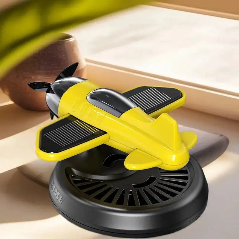 Air Freshening Diffuser with Rotating Aircraft Shape Design; Eco-friendly Solar Powered Operated for Vehicles