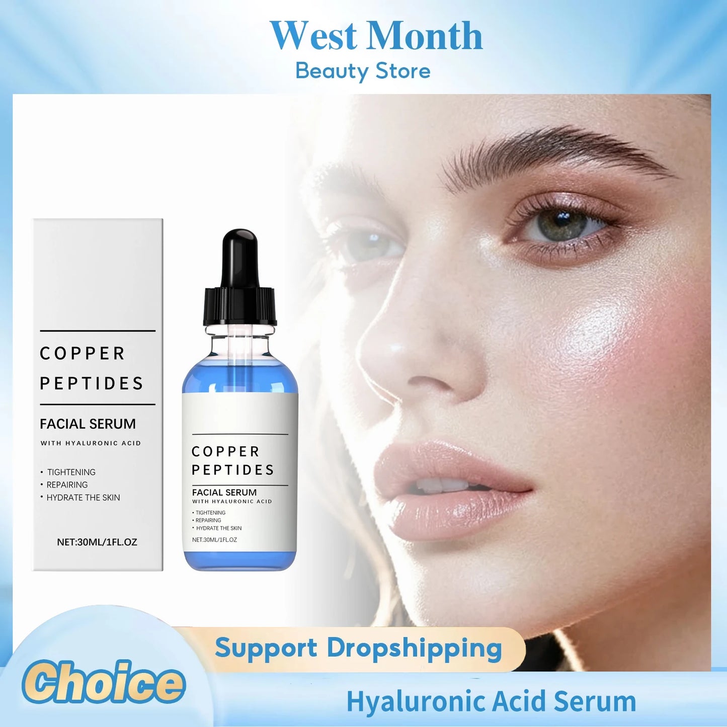 Hyaluronic Acid Serum Hydrating Repairing Stabilizing Brightening Shrink Pores Glowing Firming Lifting Facial Moisturizing Serum