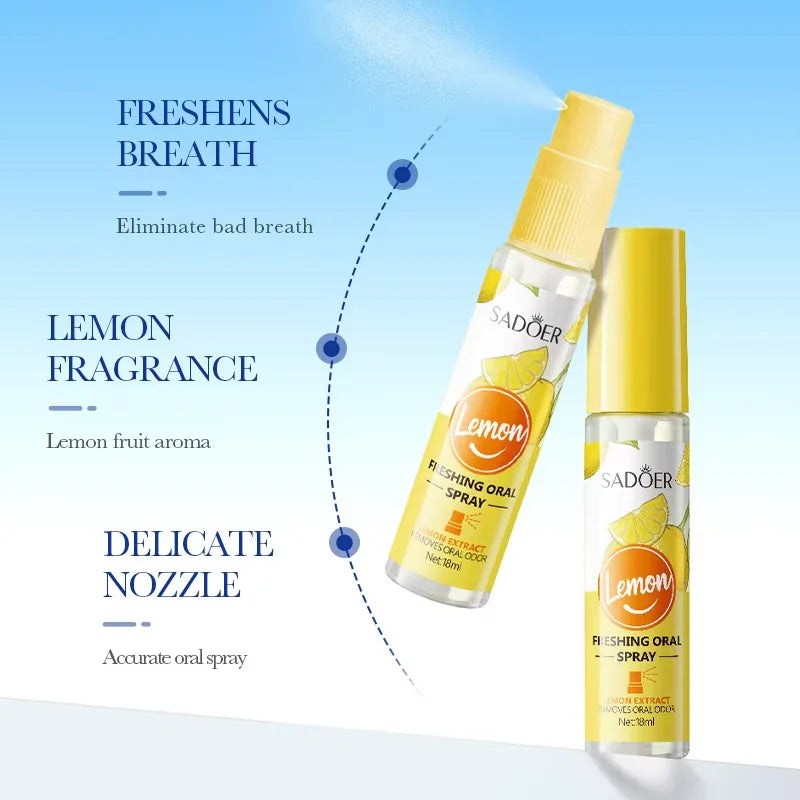 18ML Lemon Oral Fresh Mouth Spray Fresh Breath Eliminate Bad Breath Spray Deodorant Persistent Protable Fragrance No Alcohol