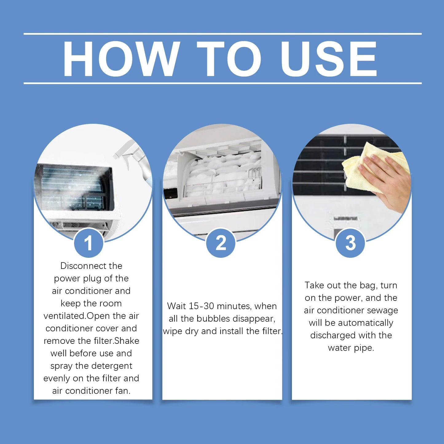 Air Conditioner Cleaner Spray Deeply Cleans Internal Dust Bacteria Removes Odors Washing Foaming Cleaner No Disassembly Washing