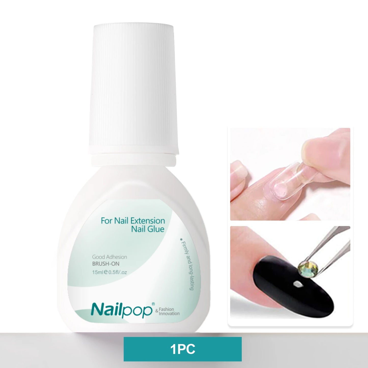 Nailpop 15ml Brush On Nail Glue Easy Application Long-Lasting Super Strong Nail Bond for Acrylic Nails Nail Tips Press On Nails