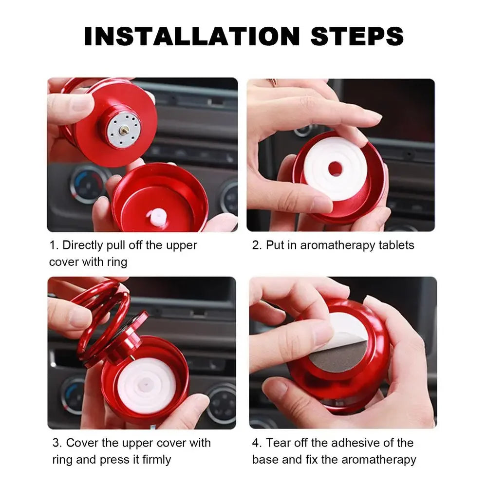 1PC Portable Kinetic Mini Car Air Freshener Solar Powered Double Ring Rotating Air Cleaner Perfume Fragrance Diffuser Decoration