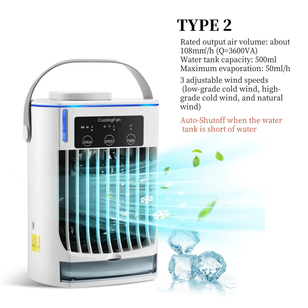 Small Space Air Conditioning for Home Rechargeable Portable Summer Desktop Air Cooler Spray Fan Moist Clean Air for Office Room