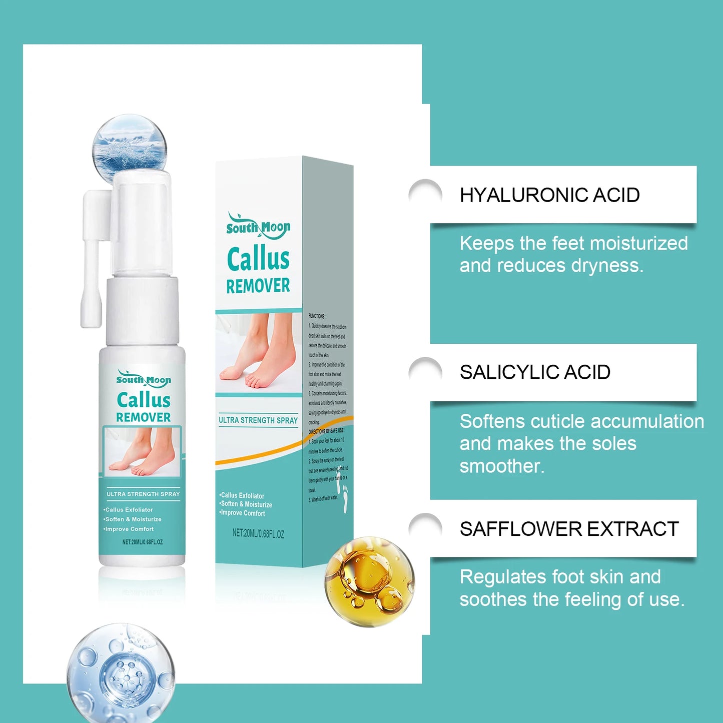 Foot Peeling Spray Instantly Remove Dead Skin Calluses Moisturizing Nourishing Dry Cracked Rough Heels Exfoliating Foot Serum