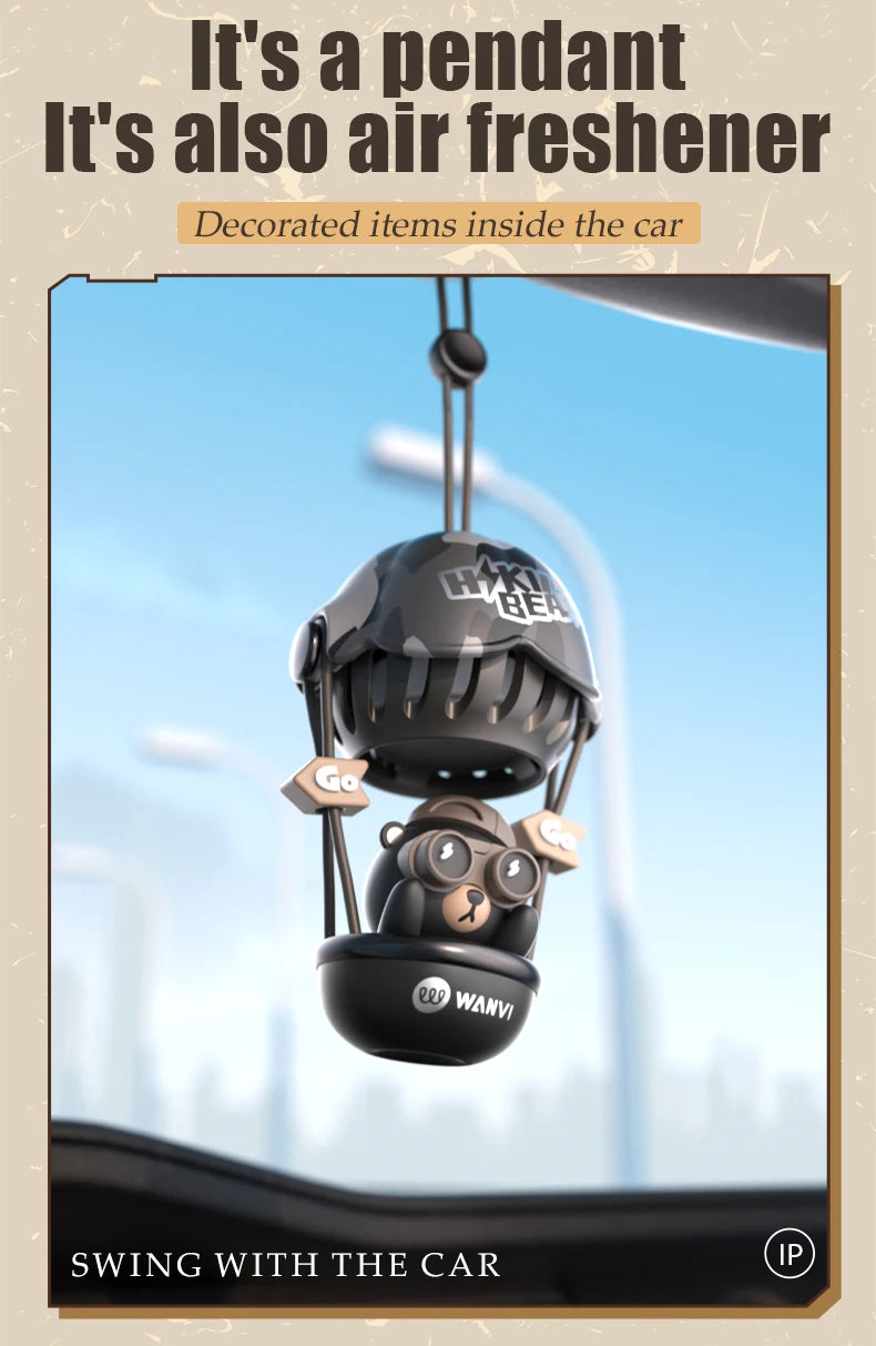 Hot air balloon bear car air freshener hanging accessories perfume fragrance diffuser decoration rearview mirror pendant hanger