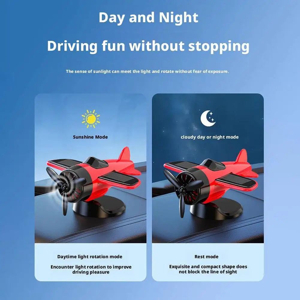 Car Air Freshener Creative Solar Powered Rotating Airplane Ornament Flavoring Fragrance Decoration Car Interior Accessories