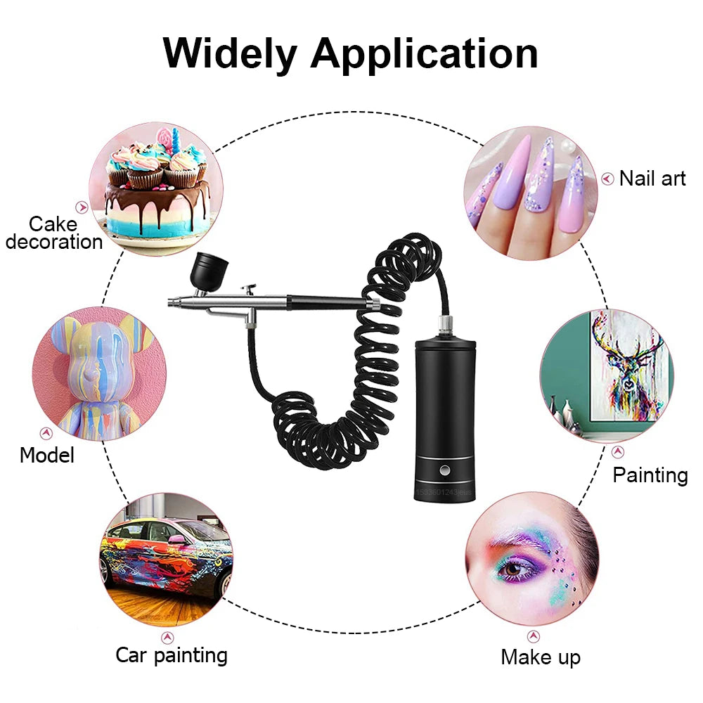 Airbrush Nail High Pressure Nail Art Printing Machine Portable Spray Gun For Nail Art Makeup Painting Cake Nail Spray Airbrush