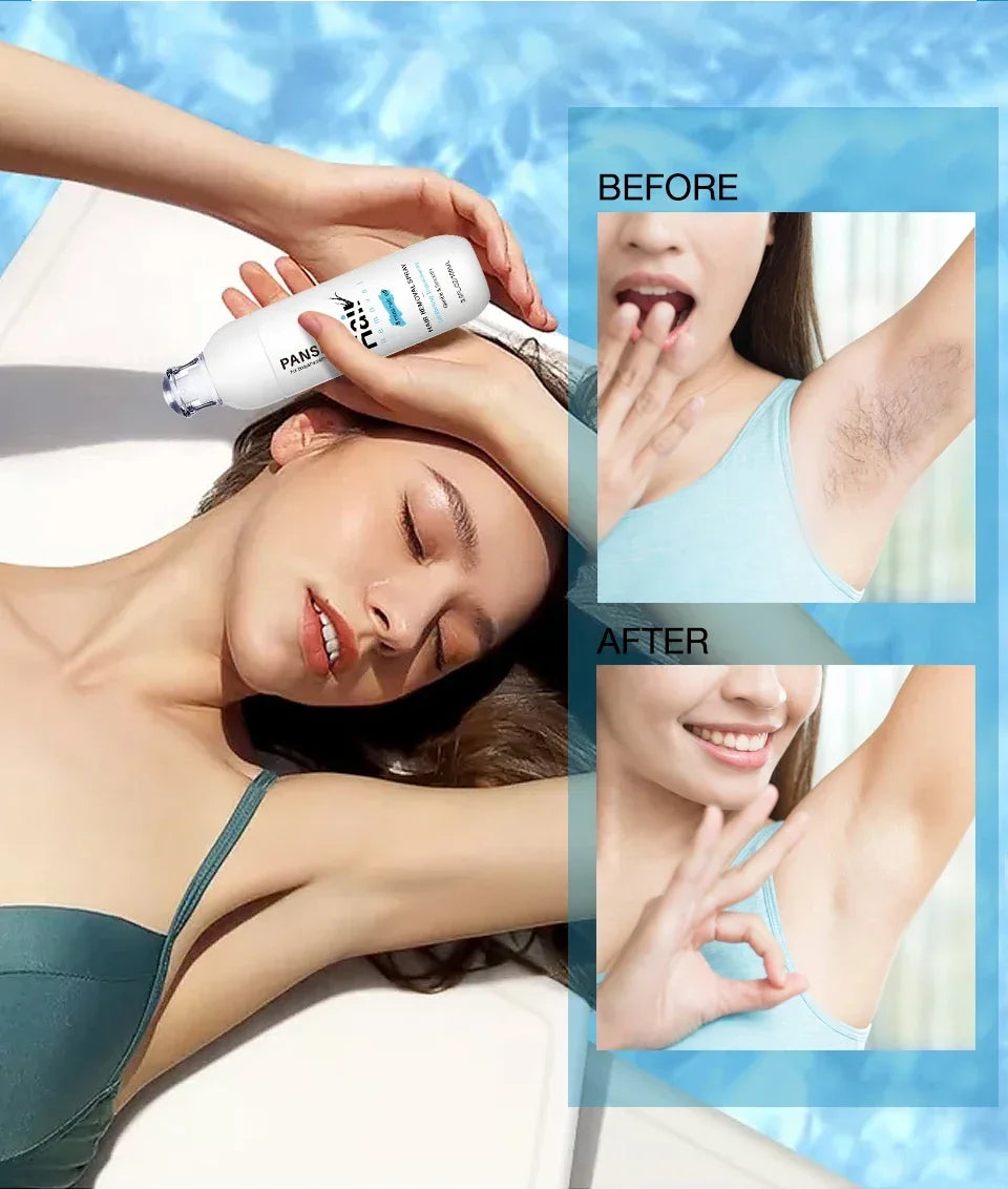 Hair Removal Spray Hair Growth Inhibitor Spray Painless Hair Reduction Permanently Inhibits Hair Growth Skin Silky Smooth 100ML