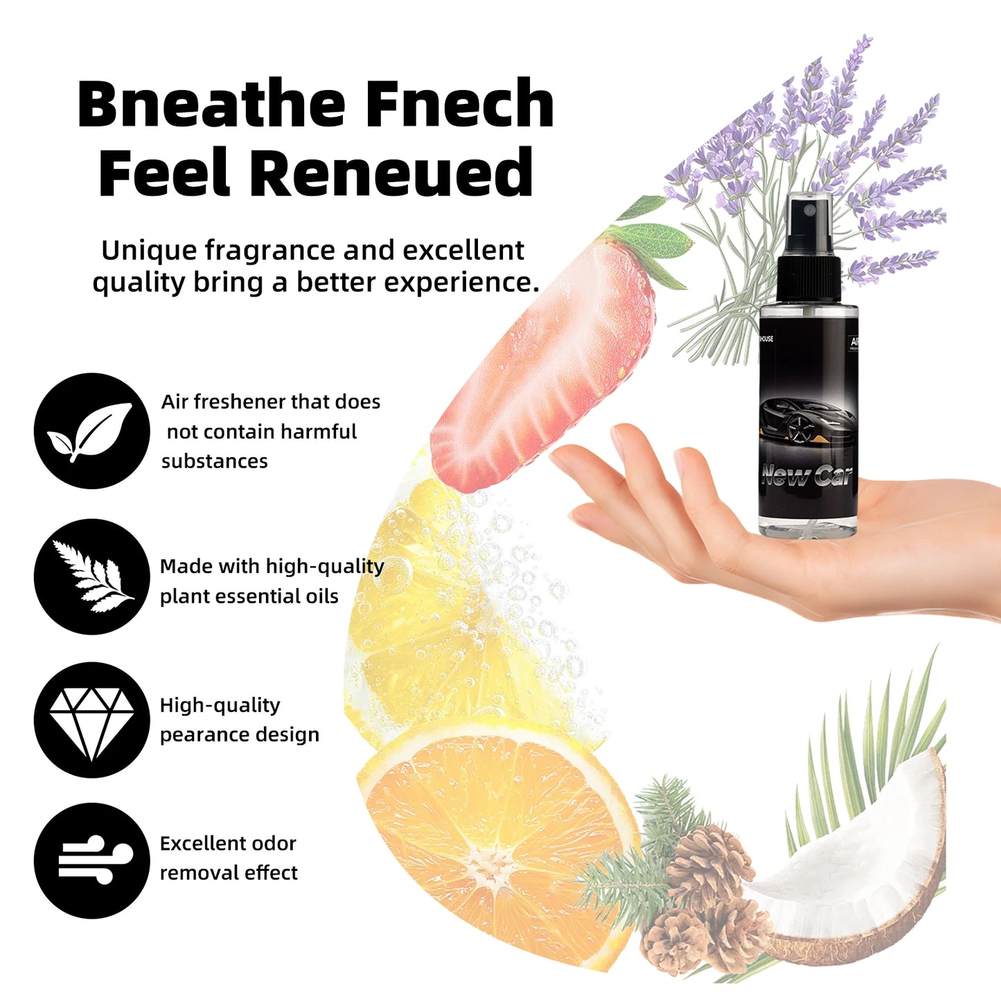100ml NEW CAR-Scented Hand-Sprayed Air Freshener – Car Spray, Home Air Purifying & Deodorizing Fragrance