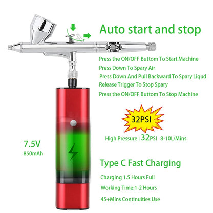 Travel Beauty Care Easy Use Salon Airbrush With Compressor Make Up Nail Art Design Spray Facial Kit For Women Gift