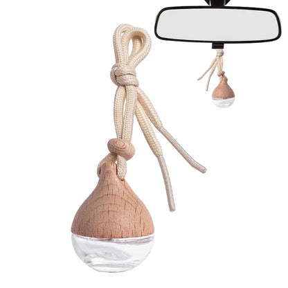 Car Hangings Air Freshener Bottle Diffuser Wooden Glass Hanging Transparent Perfume Bottle Purifying Car Interior Accessories