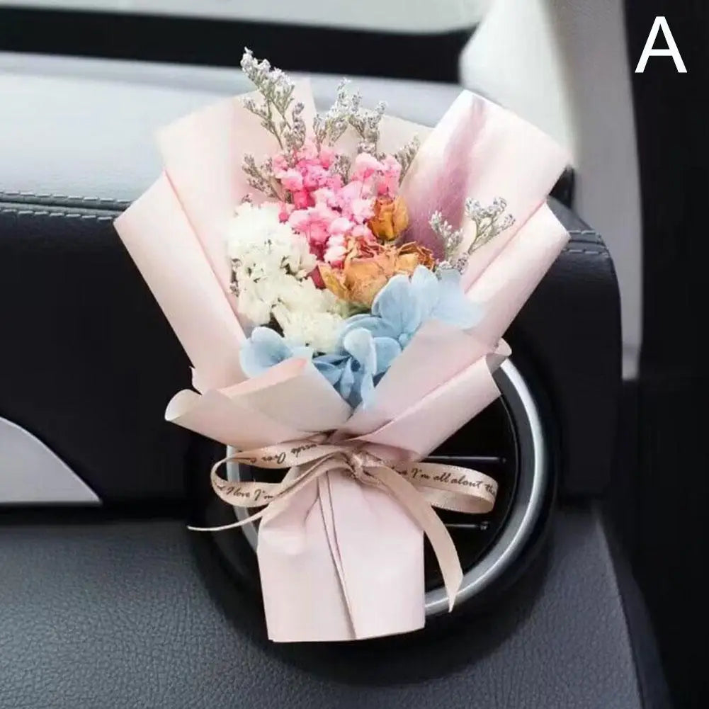 Dried Flower Car Air Freshener Car Air Outlet Aromatherapy For Girls Bouquet Auto Vent Clip Car Accessories Car Decoration