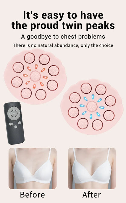 Breast Massager with Heat and Red Blue Light Therapy - 6 Modes 6 Intensity Electric Massage for Firming, Lifting and Skin Care,