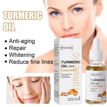 Turmeric Face Serum Shrink Pore Essence Repair Melanin Brighten Moisturizing Nourish Cur-cumin Oil Fade Dark Spot Skin Care