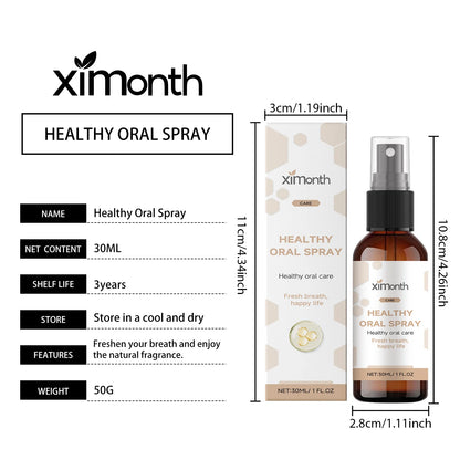 XIMONTH Healthy Oral Spray Propolis Freshen Breath Long-Lasting Protection Selected Ingredients Convenient To Use Small Portable