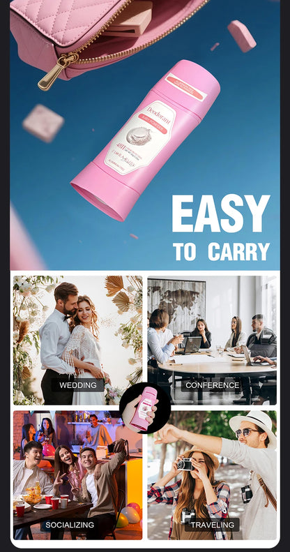 Women's Refreshing & Durable Solid Perfume, White Flowers and Rose Aroma,for All Day Underarm Sweat and Odor Protection 2.22OZ