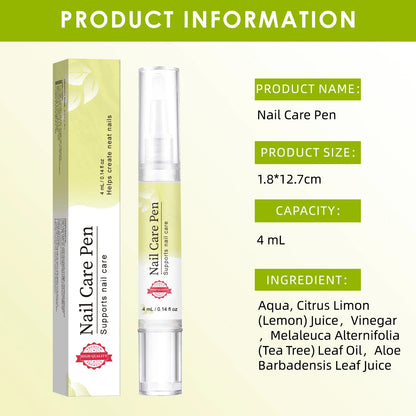 Nail Strengthening Pen 4ml - Lemon & tea tree oil blend minimizes yellow stains, fortifies weak nails & hydrates nail edges.