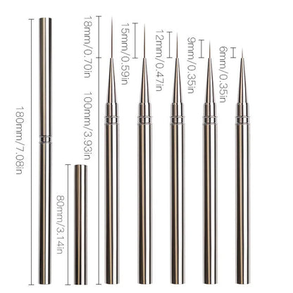 Nails Art Liner Brushes Striping Drawing Elongated Lines Painting 6/9/12/15/18mm Nail Professional Manicure Tool ZJS02