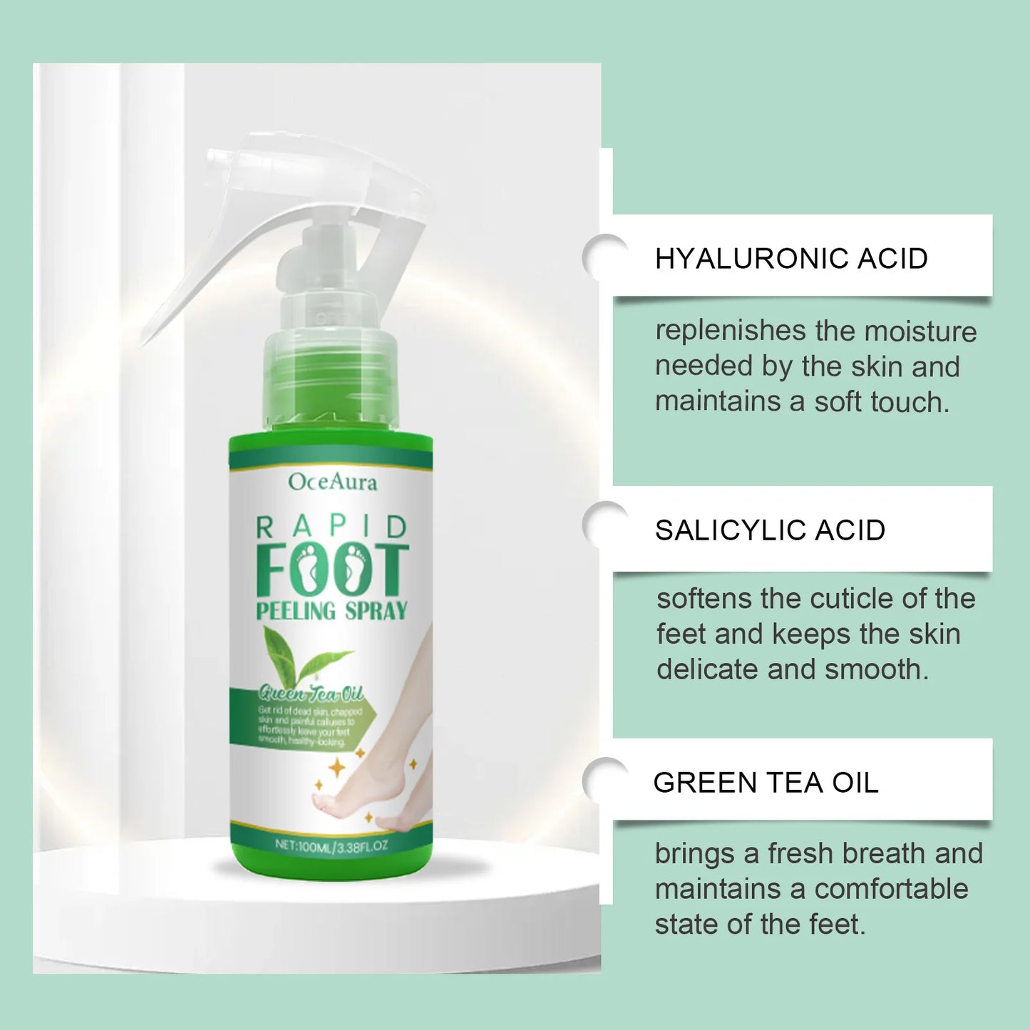 Foot Peeling Spray Improve Heel Cracking Repair Cough Dryness Rermove Dead Skin Exfoliation Antiperspirant Foot Moisture Spray