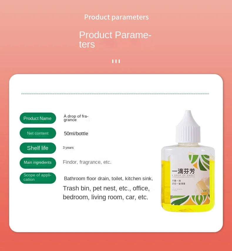50ML A Drop of Fragrance Freshener Air Freshener Household Deodorizer for Bathroom Diffusion Long-lasting Freshness Detergent