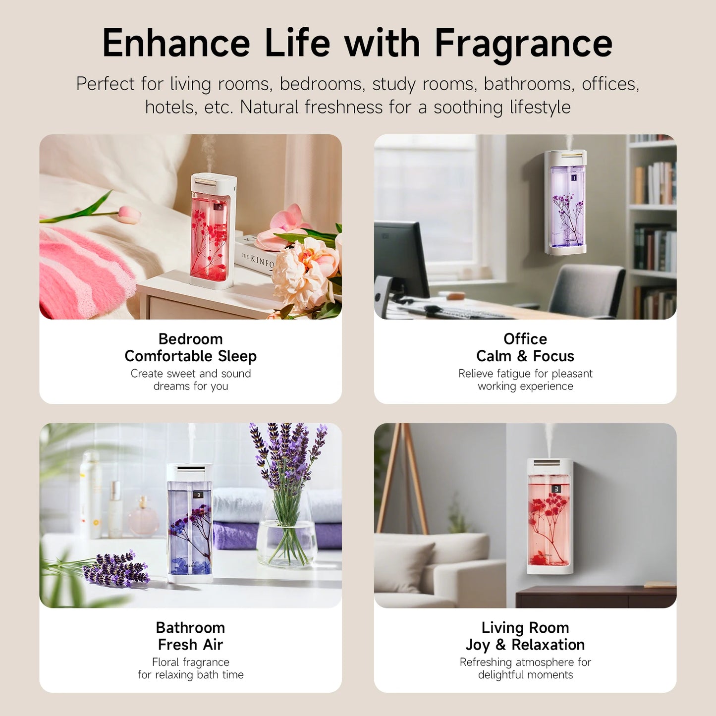 230ml Smart Aroma Diffuser, Auto Air Freshener with Refills, Premium Essential Oil Mist Sprayer, Long-Lasting Fragrance
